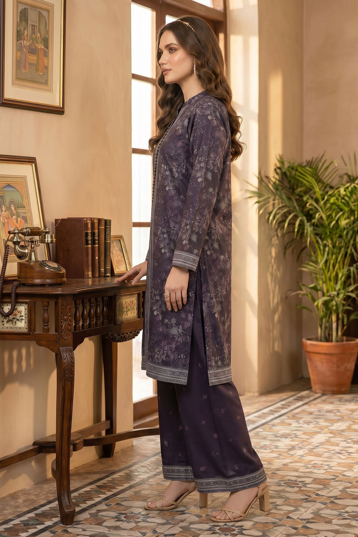 2 Piece Grape Purple Unstitched Printed Cambric Co-Ord Set