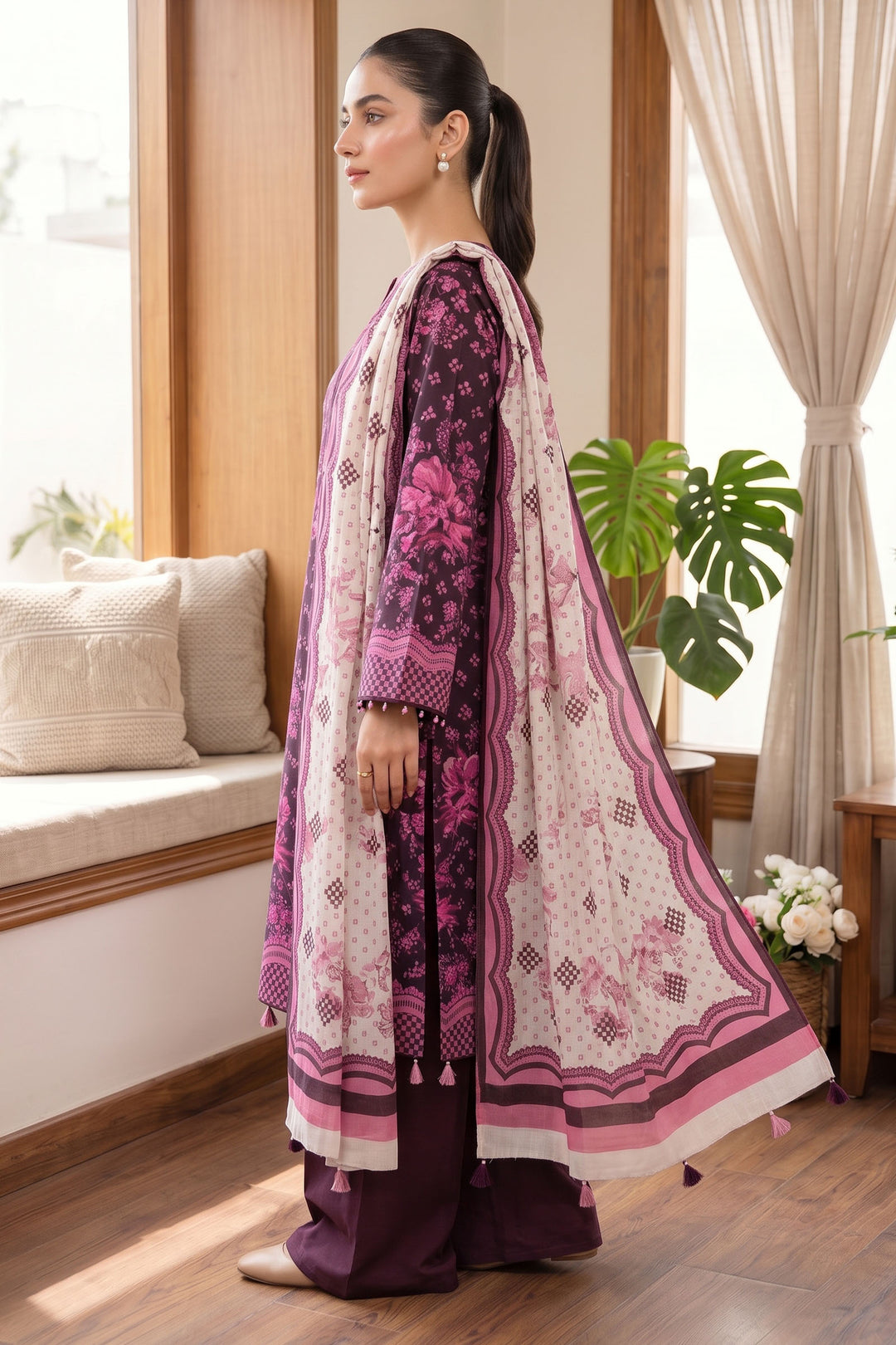 Black 3 Piece Unstitched Premium Printed Lawn