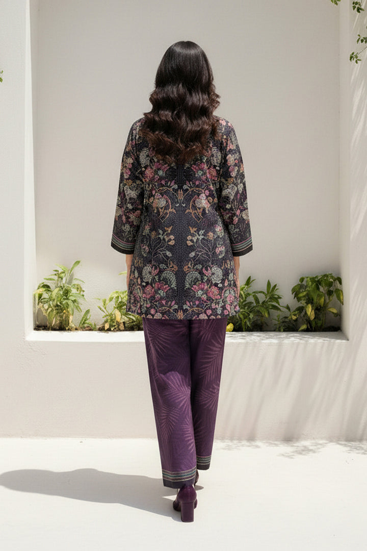 2 Pc Unstitched Premium Dark Purple Printed Co-Ord Set