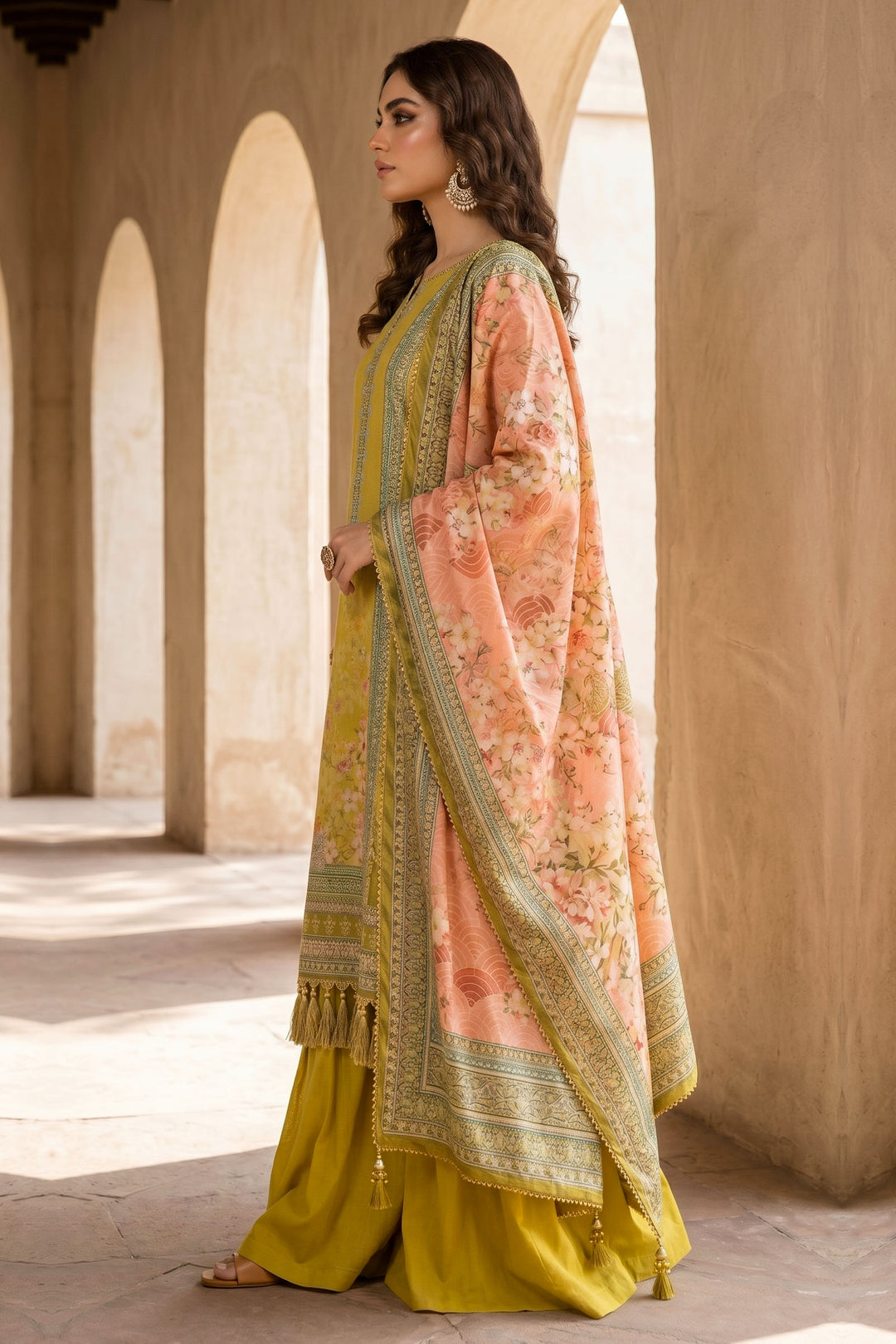 3 Piece Unstitched Yellow Premium Lawn