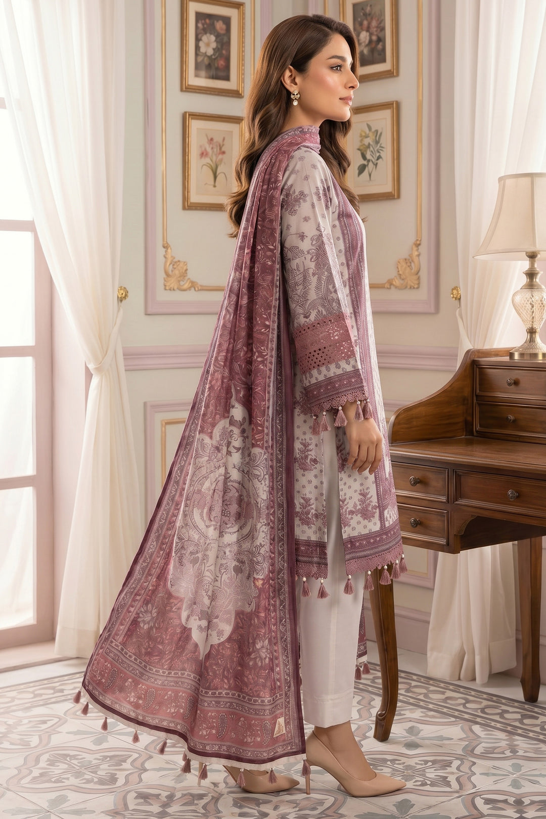 Clam Shell 3 Piece Unstitched Premium Printed Lawn