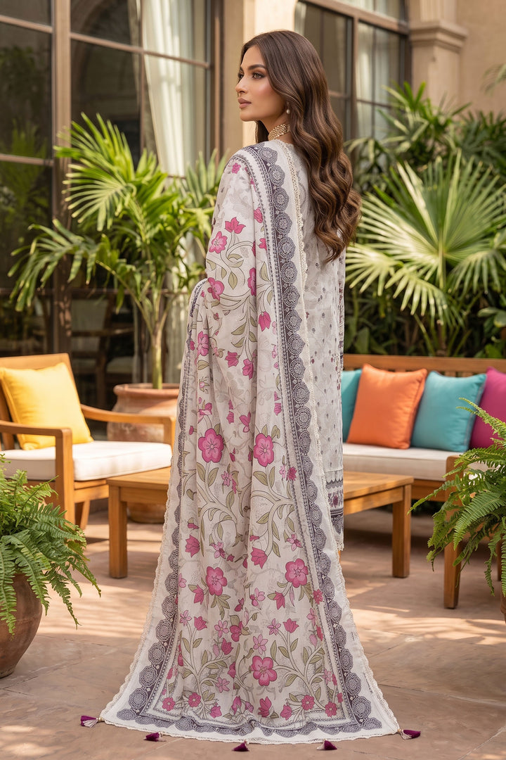 Light Gray 3 Piece Unstitched Premium Printed Lawn