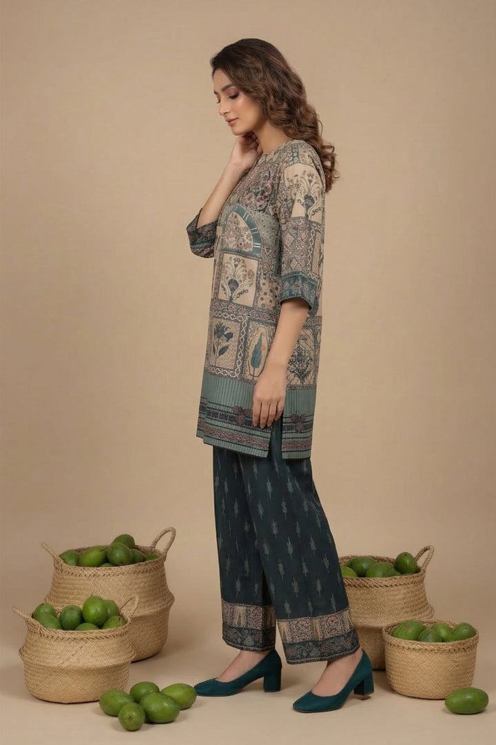 Feldgrau 2 Piece Unstitched Printed Cambric Co-Ord Set