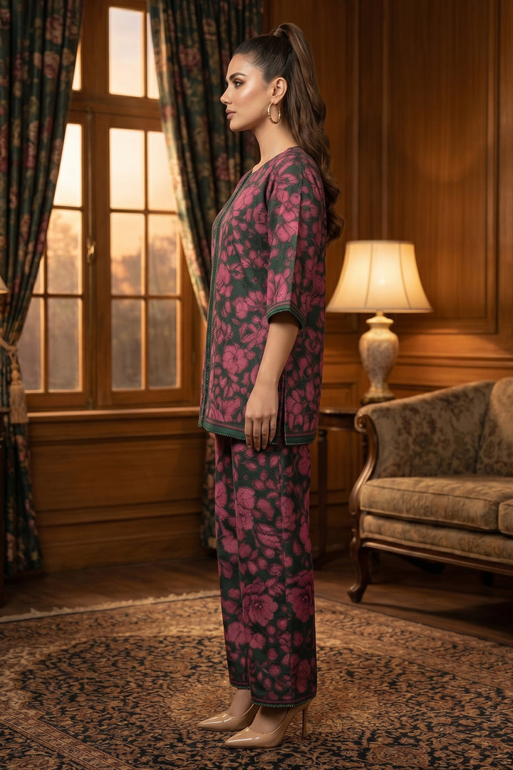 Green 2 Piece Unstitched Printed Cambric Co-Ord Set