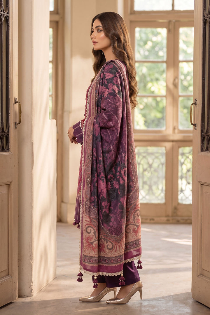 Red Wine 3 Piece Unstitched Premium Printed Lawn