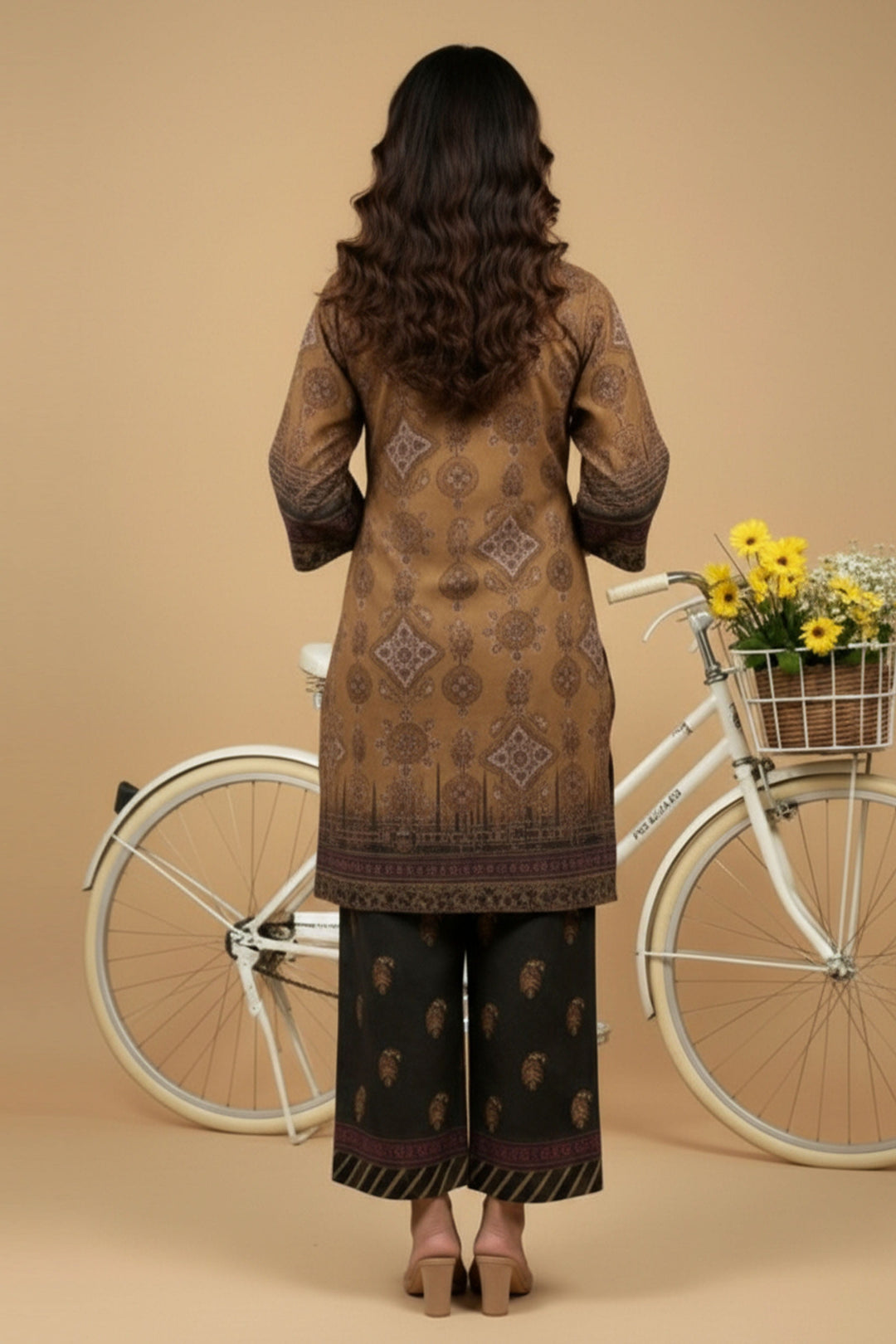 Unstitched Premium Pastel Brown Printed Co-Ord Set