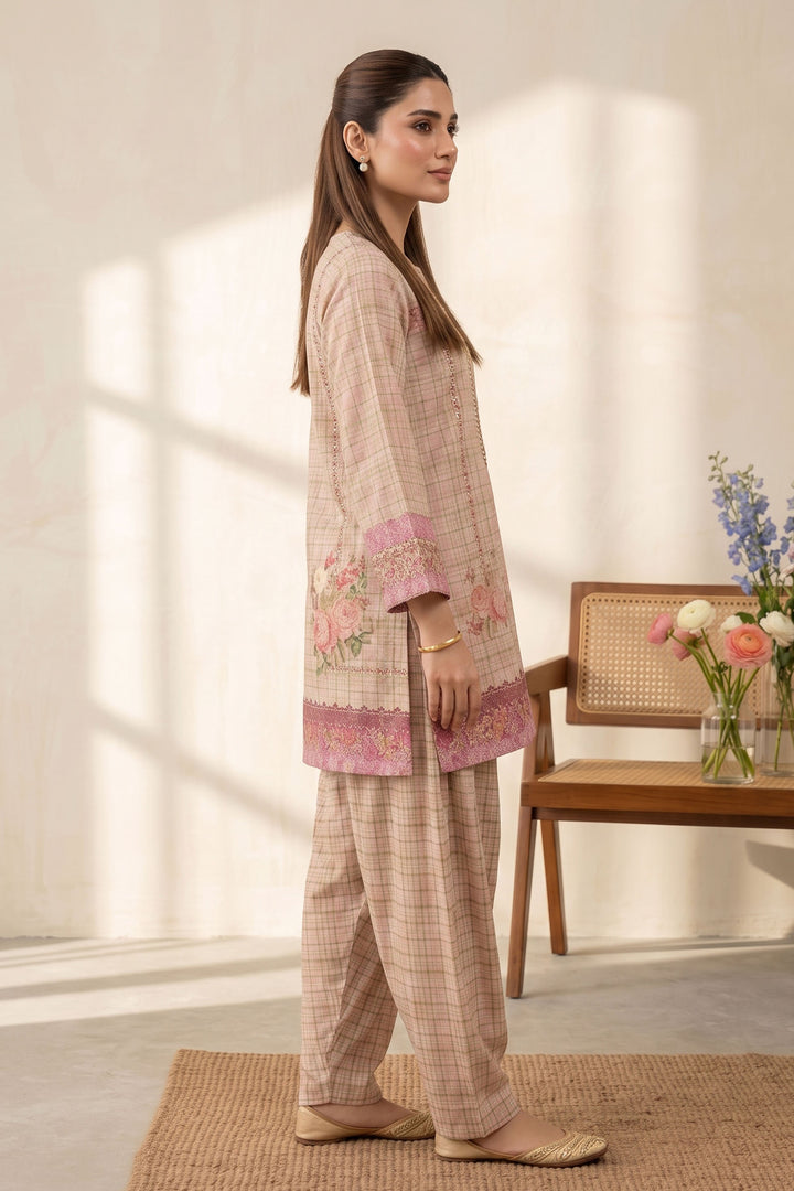 Apricot 2 Piece Unstitched Printed Cambric Co-Ord Set