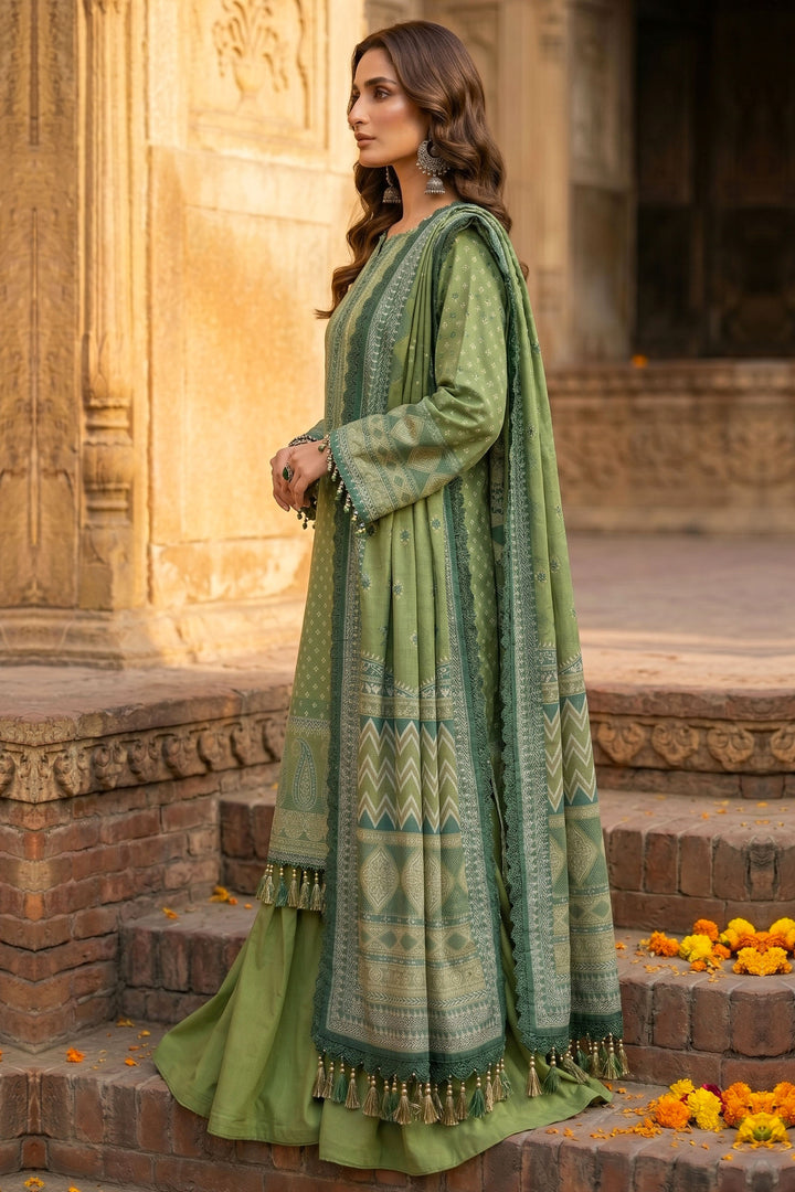 3 Piece Unstitched Green Premium Lawn