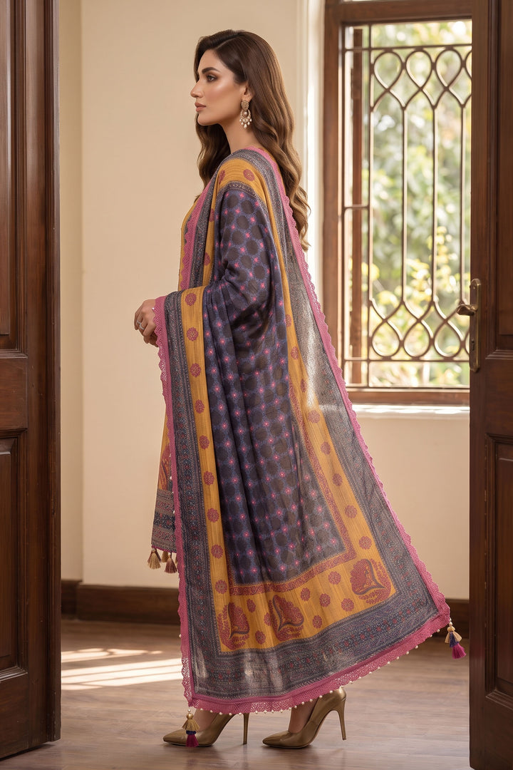 Mustard Orange 3 Piece Unstitched Premium Printed Lawn