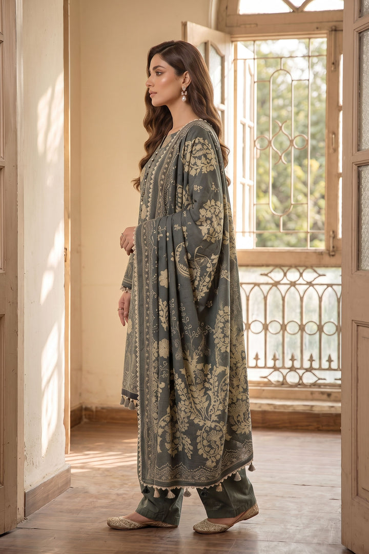 Green 3 Piece Unstitched Premium Printed Lawn