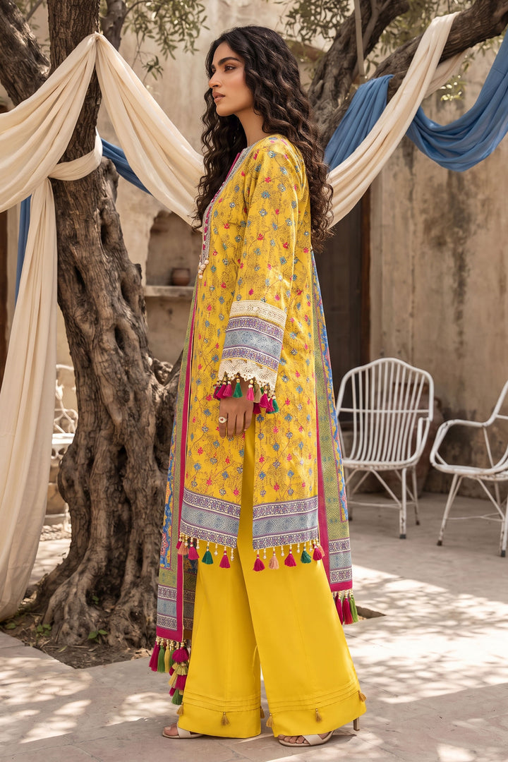 Yellow 3 Piece Unstitched Premium Printed Lawn