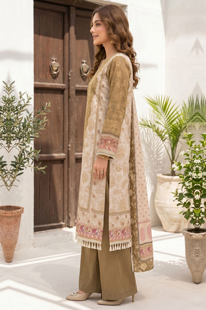 3 Piece Unstitched Olive Premium Lawn