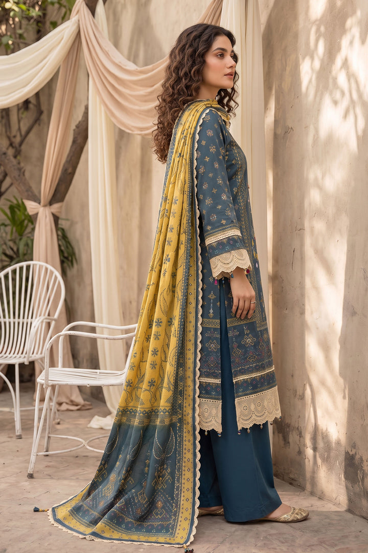 Blue Dianne  3 Piece Unstitched Premium Printed Lawn
