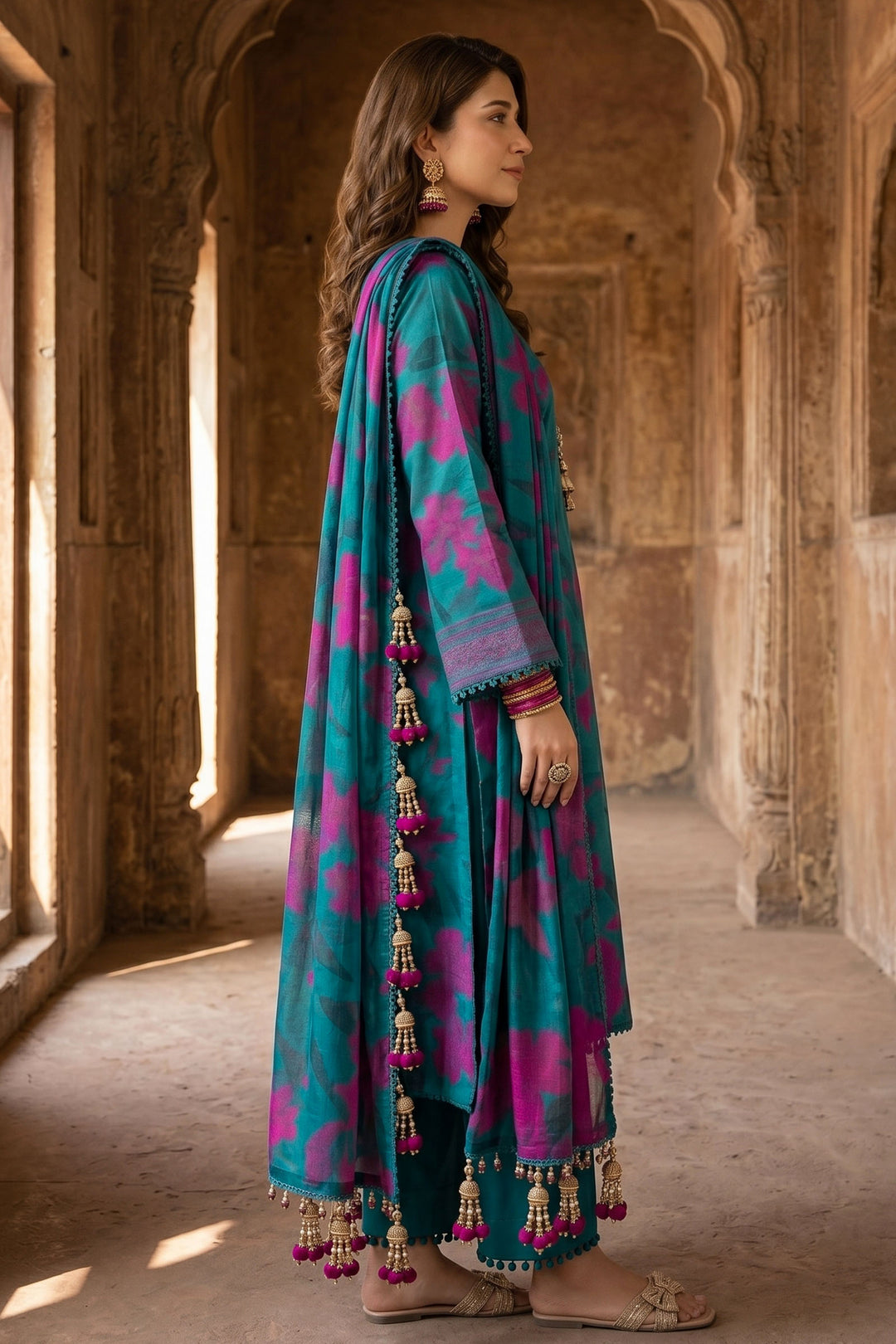 3 Piece Unstitched Sea Green Premium Lawn