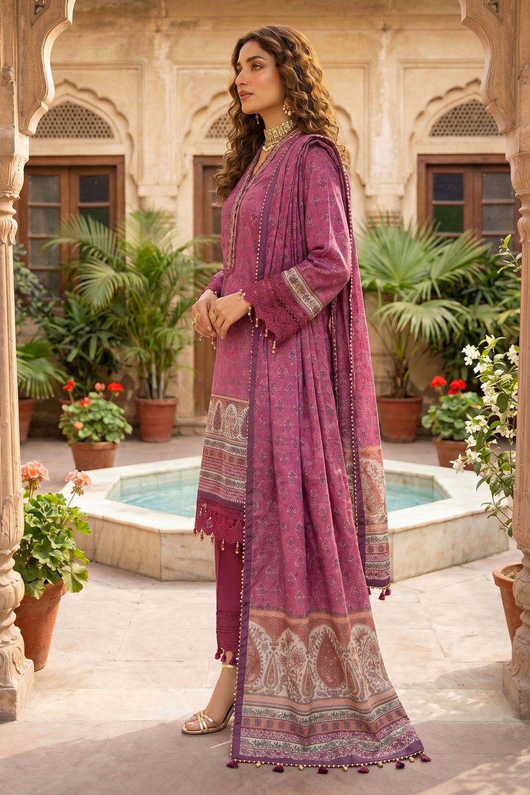 Raspberry Rose 3 Piece Unstitched Premium Printed Lawn