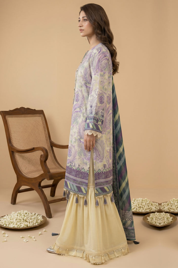 3 Piece Unstitched Cream Premium Lawn