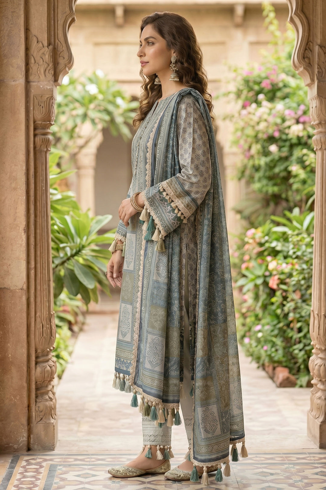 Grullo 3 Piece Unstitched Premium Printed Lawn