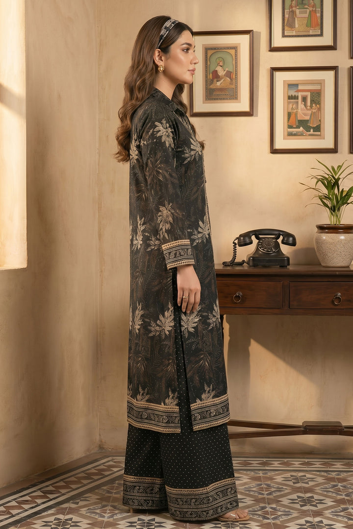 2 Piece Smoky Black Unstitched Printed Cambric Co-Ord Set