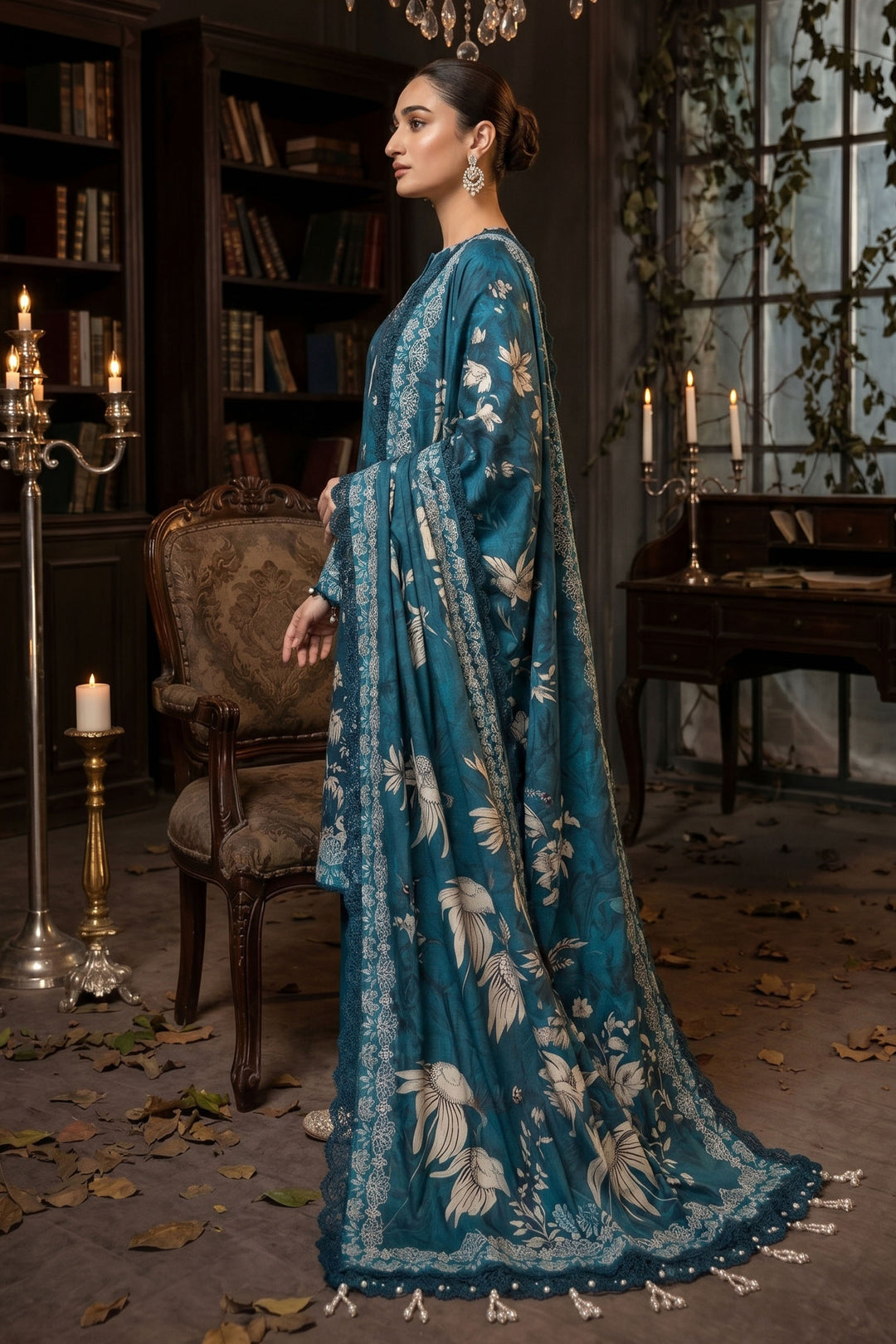 3 Piece Unstitched Teal Premium Lawn
