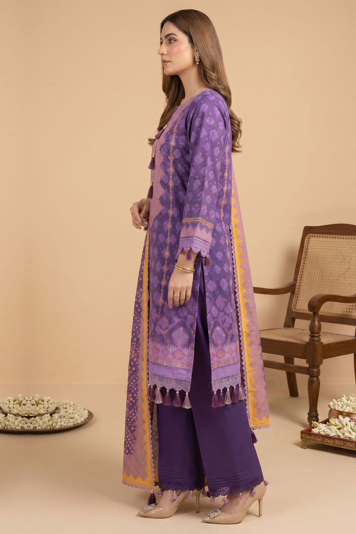 Purple 3 Piece Unstitched Premium Printed Lawn