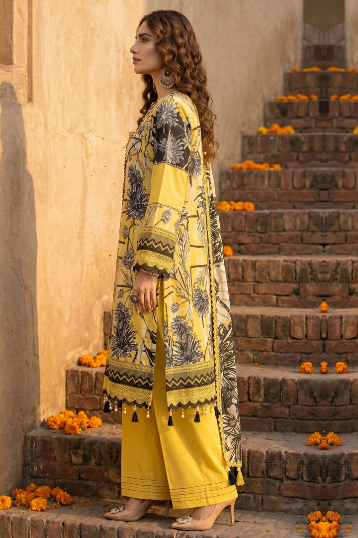 3 Piece Unstitched Yellow Premium Lawn