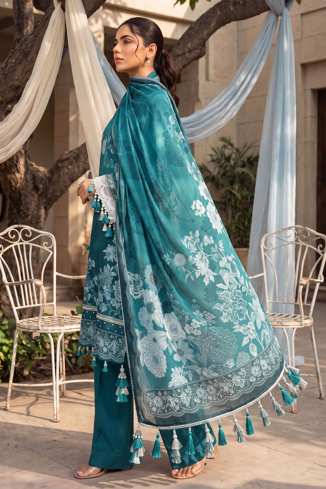 Sea Green 3 Piece Unstitched Premium Printed Lawn