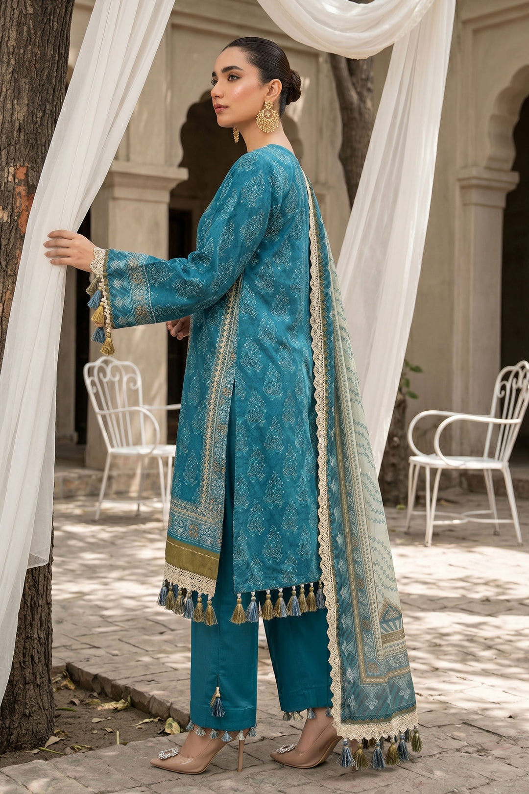 3 Piece Unstitched Iris Blue Premium Lawn