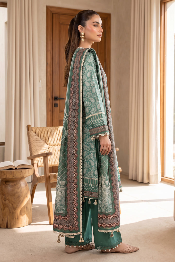 Green Cyan 3 Piece Unstitched Premium Printed Lawn