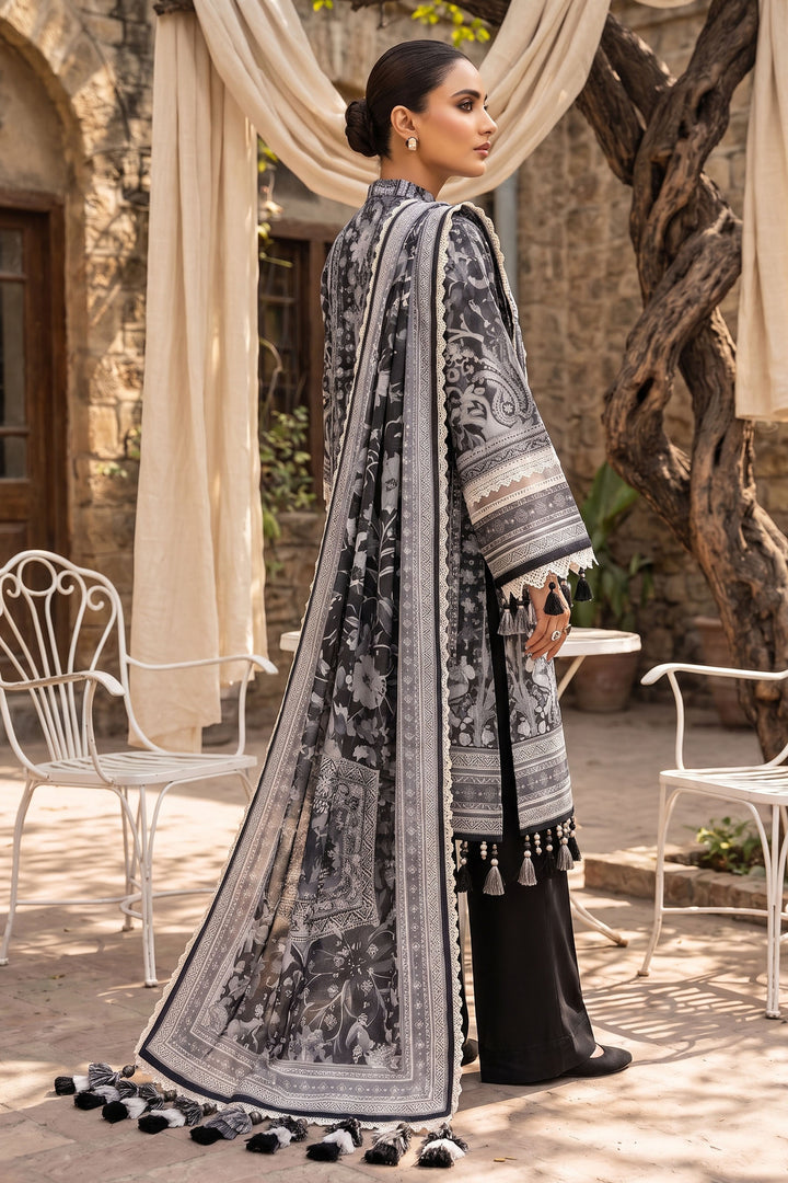 Black 3 Piece Unstitched Premium Printed Lawn