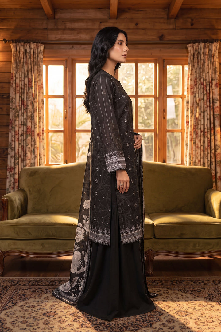 3 Piece Unstitched Black Premium Linen