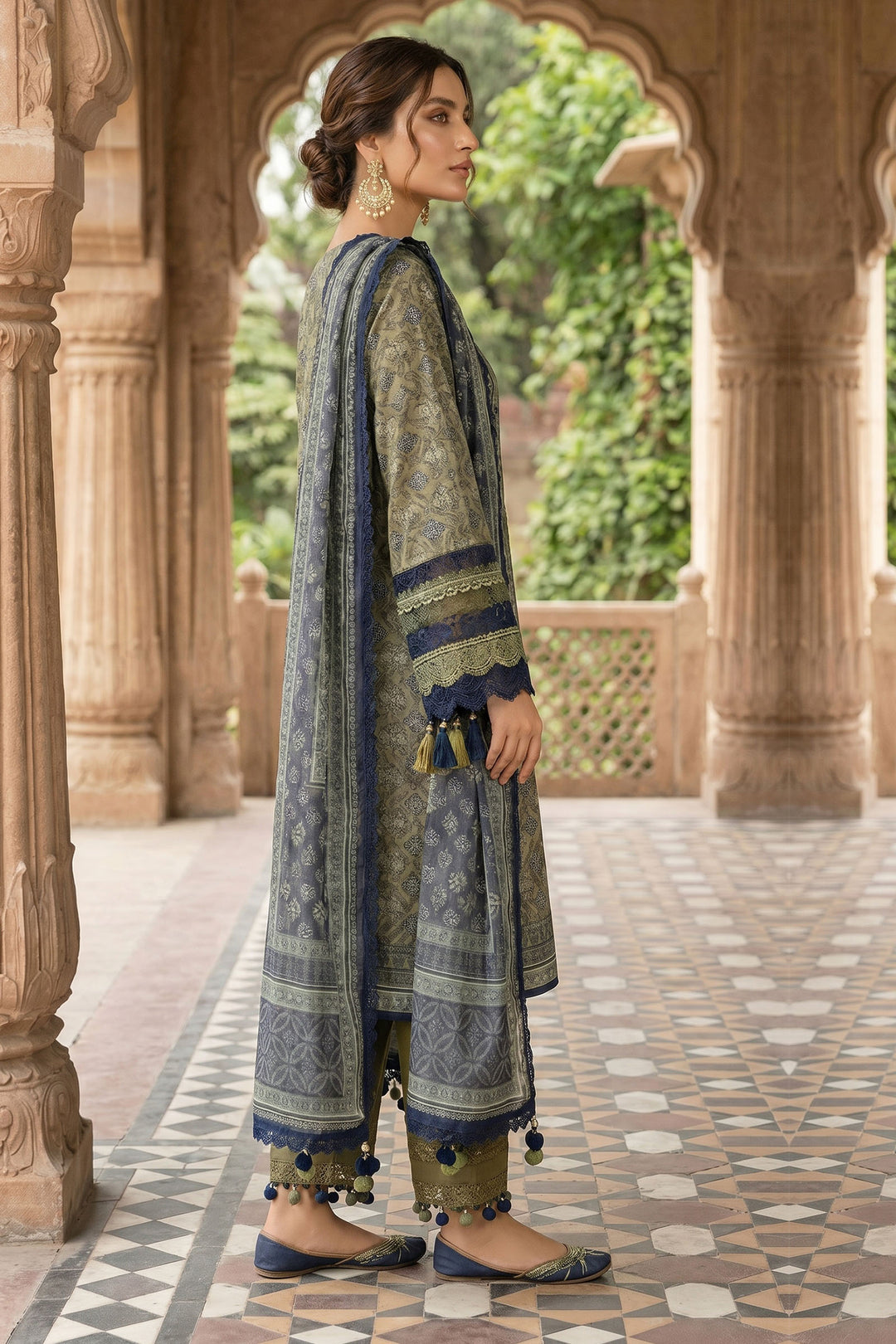 Mehndi 3 Piece Unstitched Premium Printed Lawn
