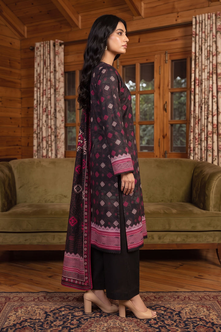 3 Piece Unstitched Black Premium Linen