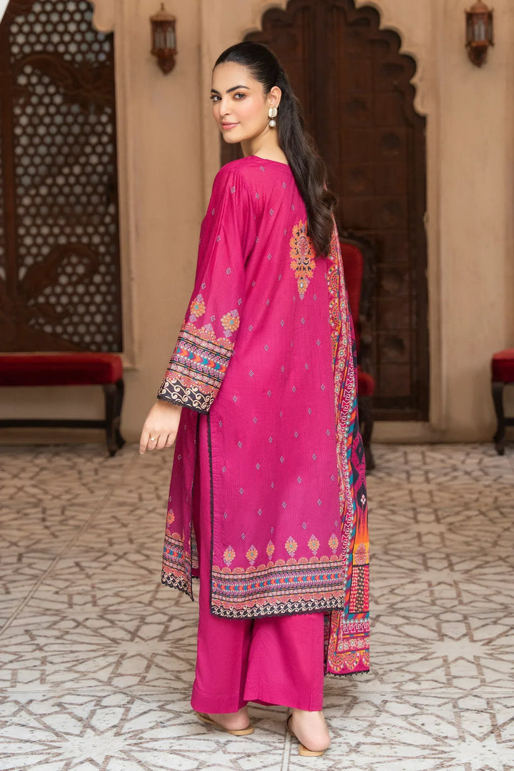 3 Piece Unstitched Dark Pink Premium Printed Lawn - Jacquard Clothing