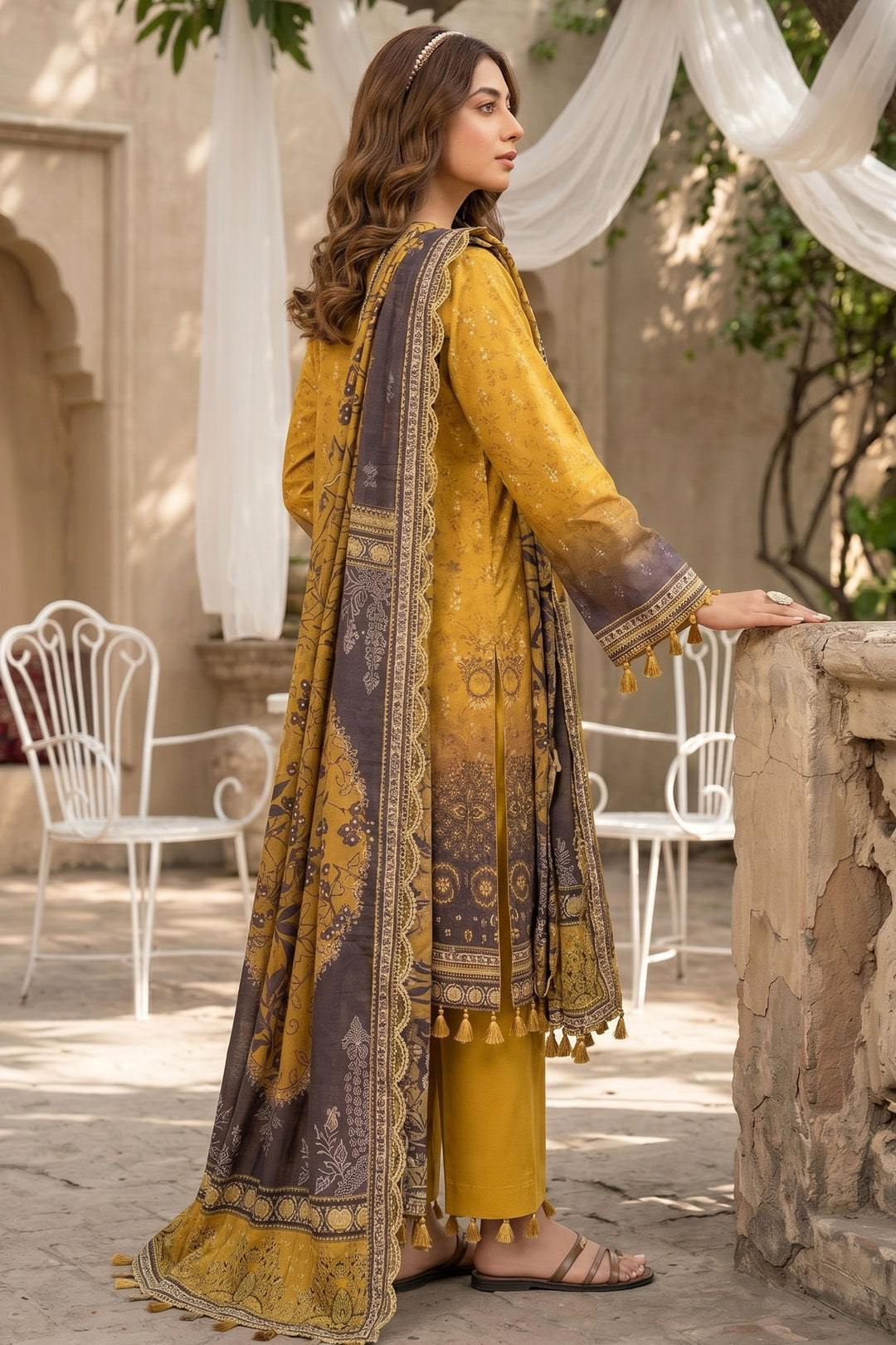 3 Piece Unstitched Yellow Premium Lawn