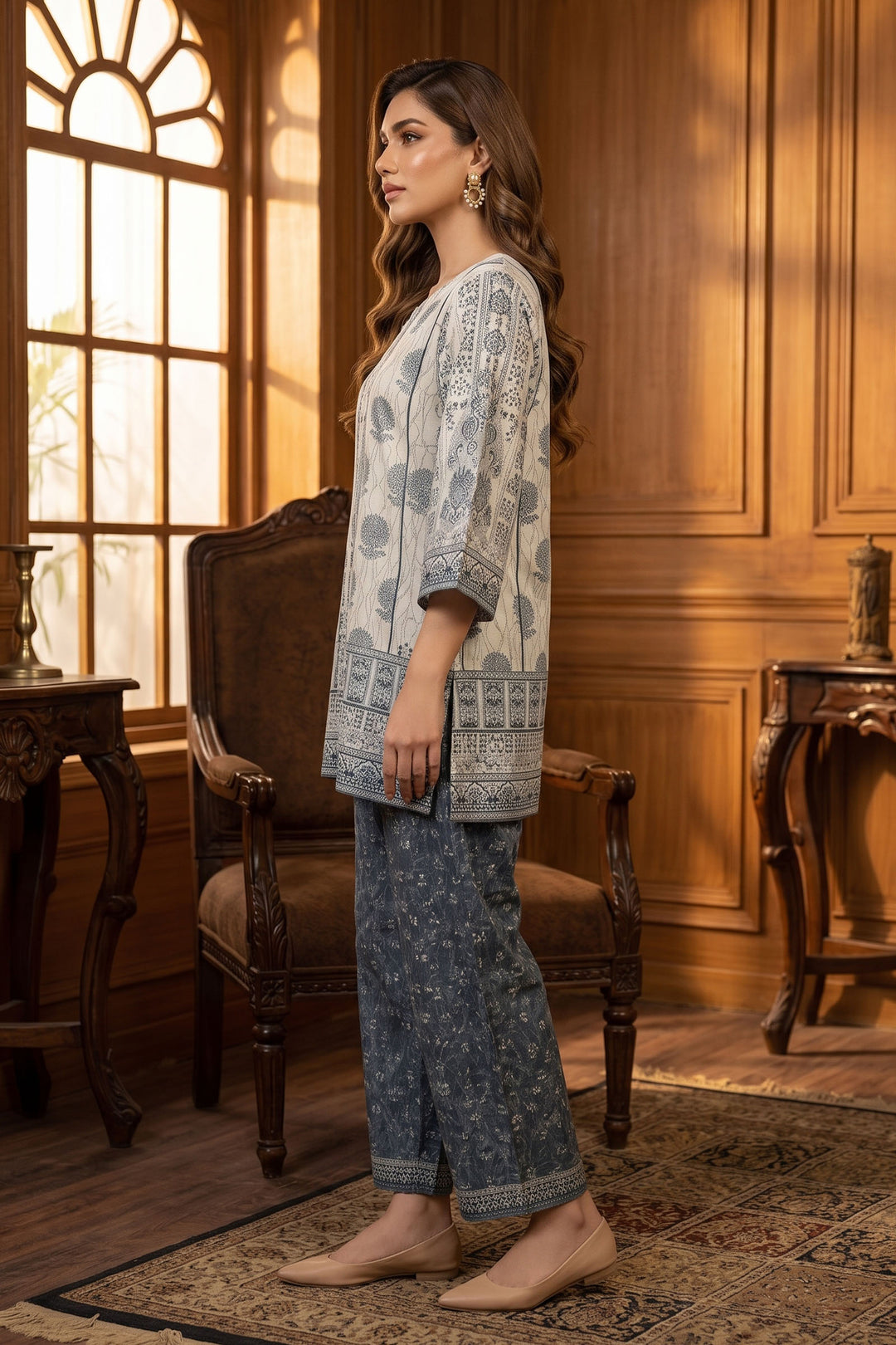 Platinum 2 Piece Unstitched Printed Cambric Co-Ord Set