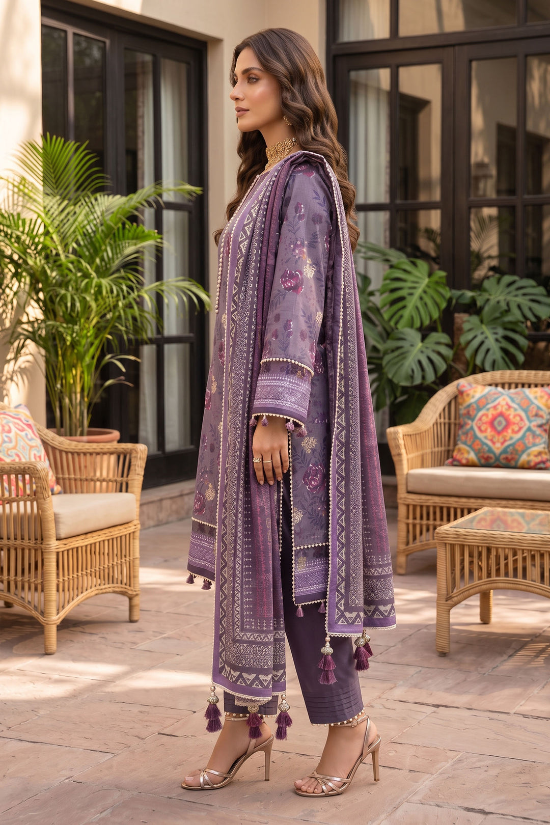Lavender 3 Piece Unstitched Premium Printed Lawn