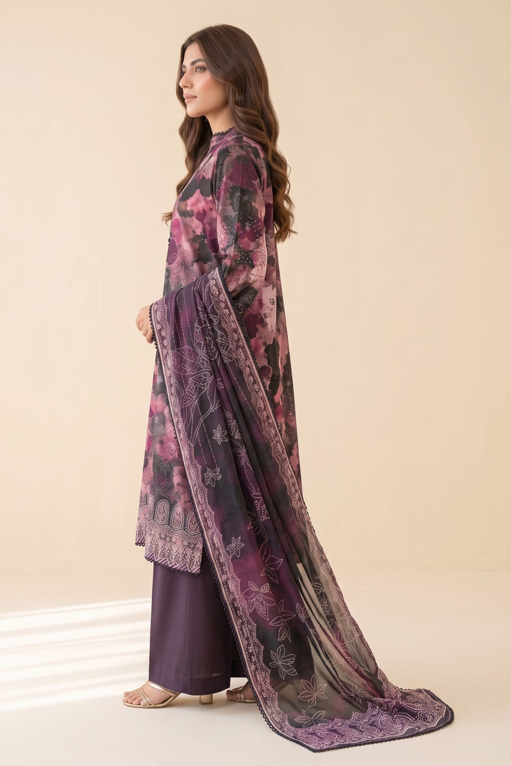 3 Piece Unstitched Plum Premium Linen