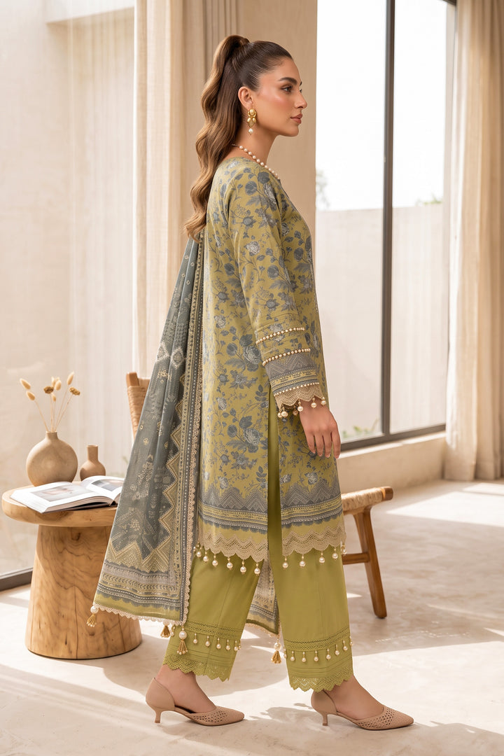 Yellow 3 Piece Unstitched Premium Printed Lawn