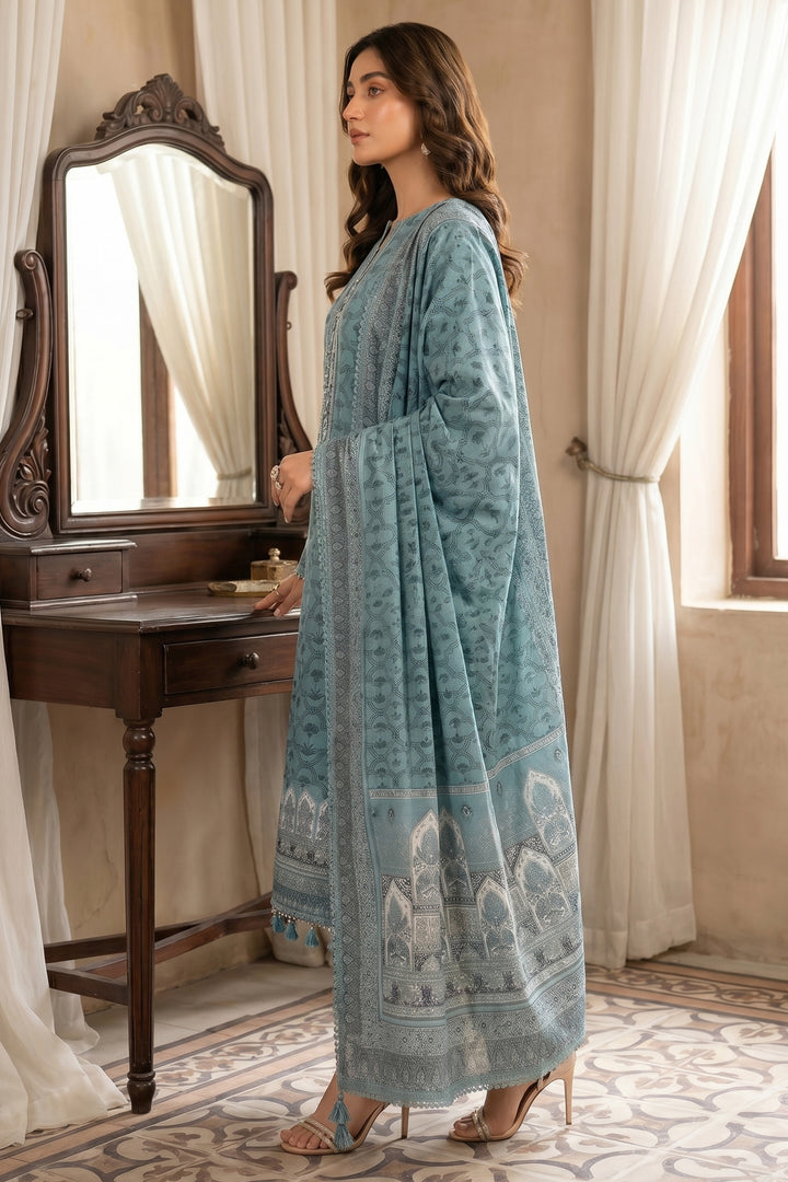 Greyish Teal 3 Piece Unstitched Premium Printed Lawn