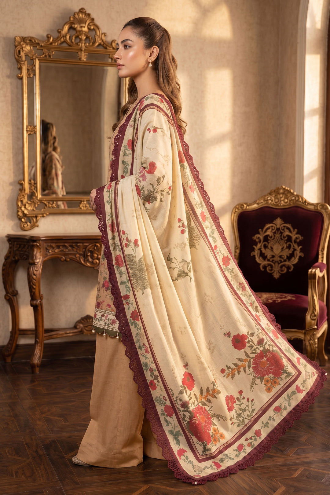 Caramel 3 Piece Unstitched Premium Printed Lawn