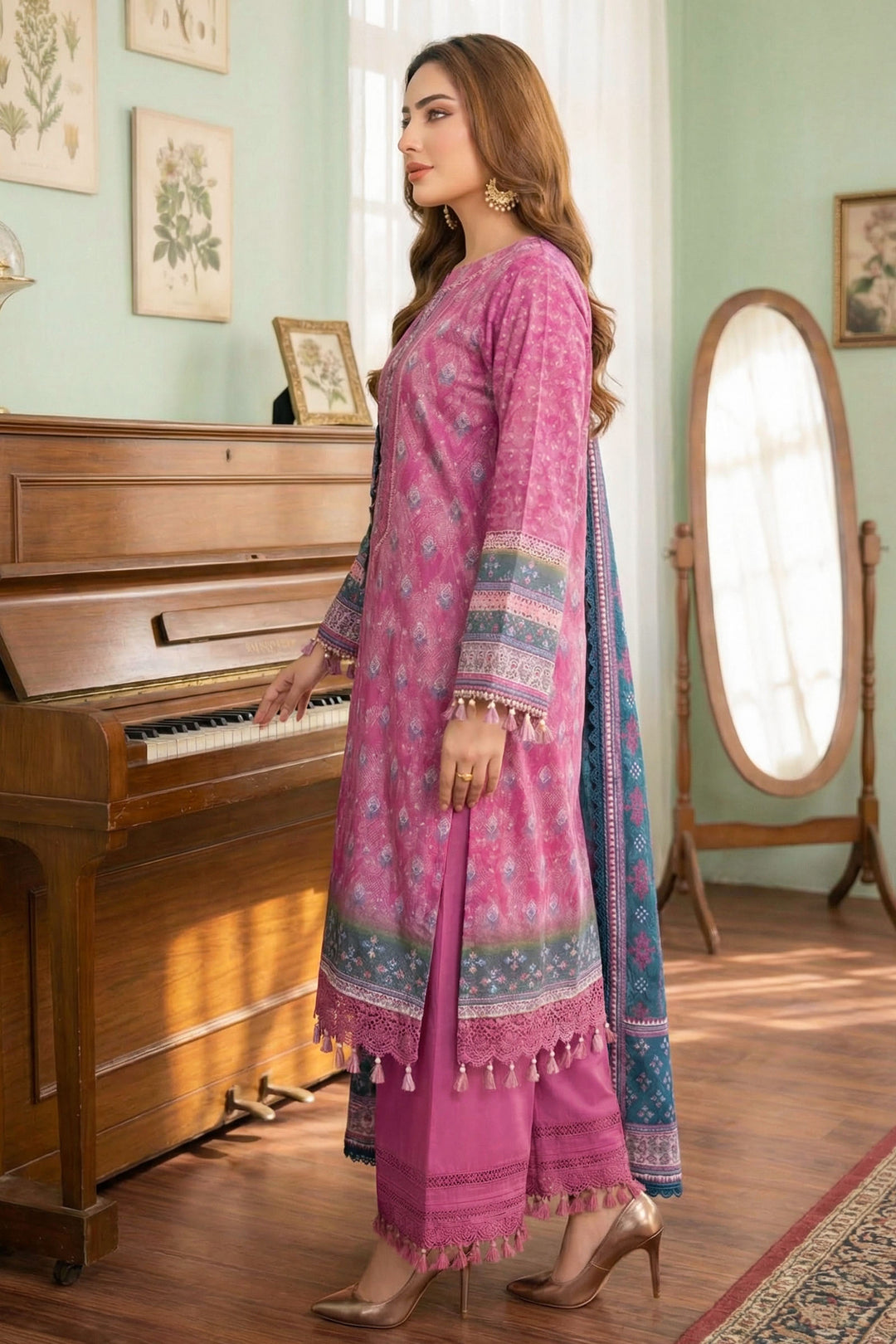 Raspberry Rose 3 Piece Unstitched Premium Printed Lawn