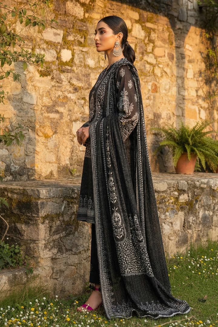 3 Piece Unstitched Black Premium Printed Lawn