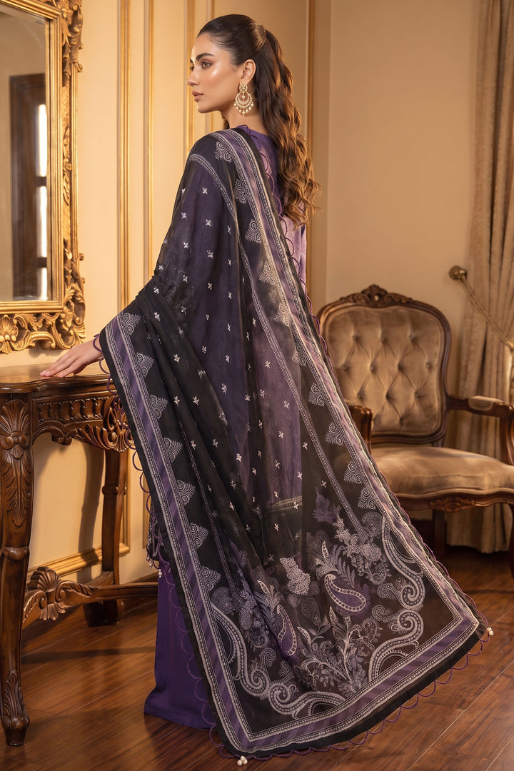 Purple 3 Piece Unstitched Premium Printed Lawn