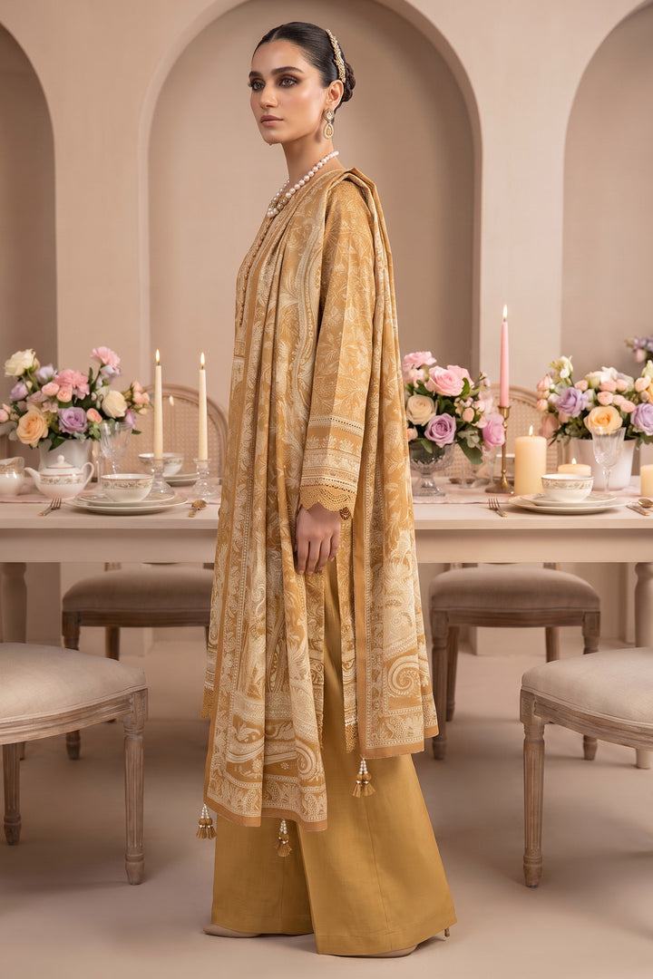 Mustard 3 Piece Unstitched Premium Printed Lawn