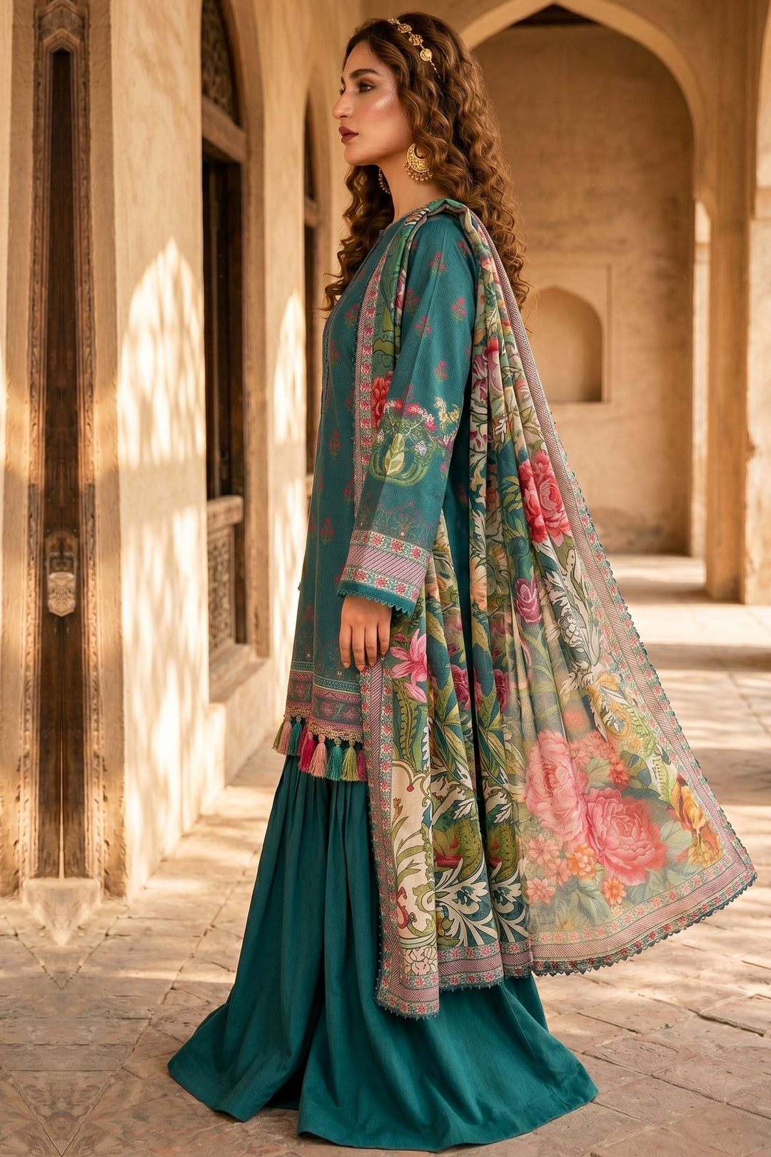 3 Piece Unstitched Sea Green Premium Lawn