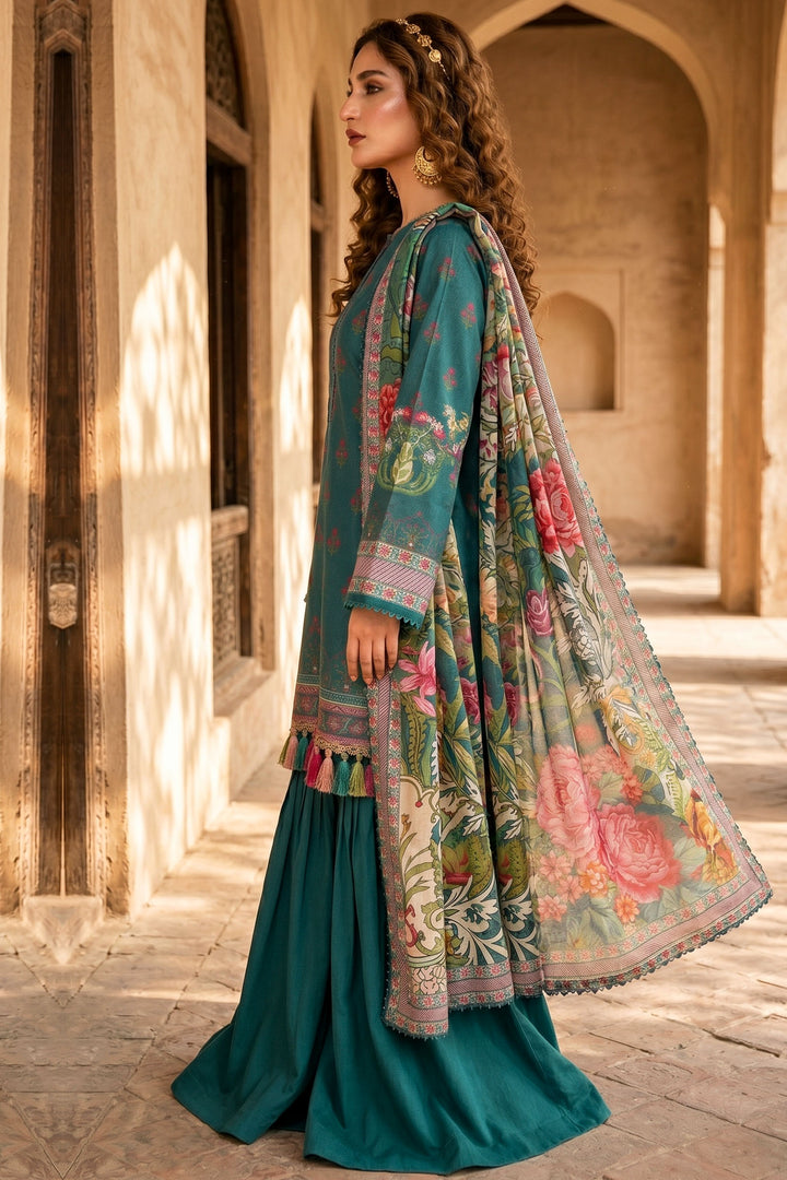 3 Piece Unstitched Sea Green Premium Lawn