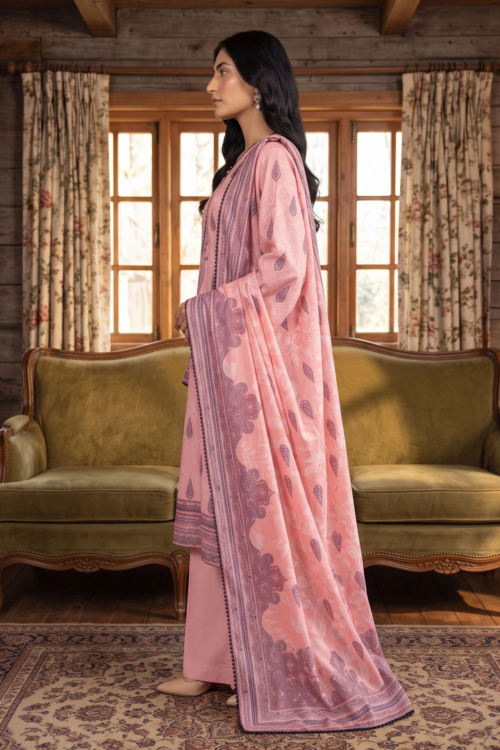 3 Piece Unstitched Pink Premium Linen