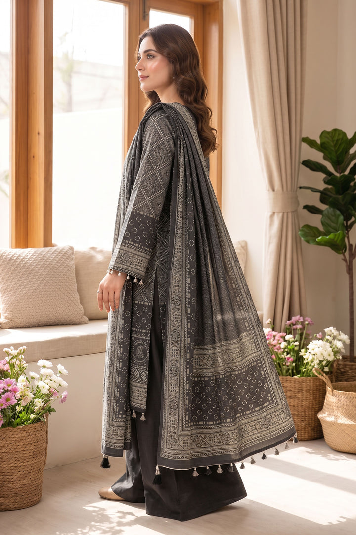 Black 3 Piece Unstitched Premium Printed Lawn