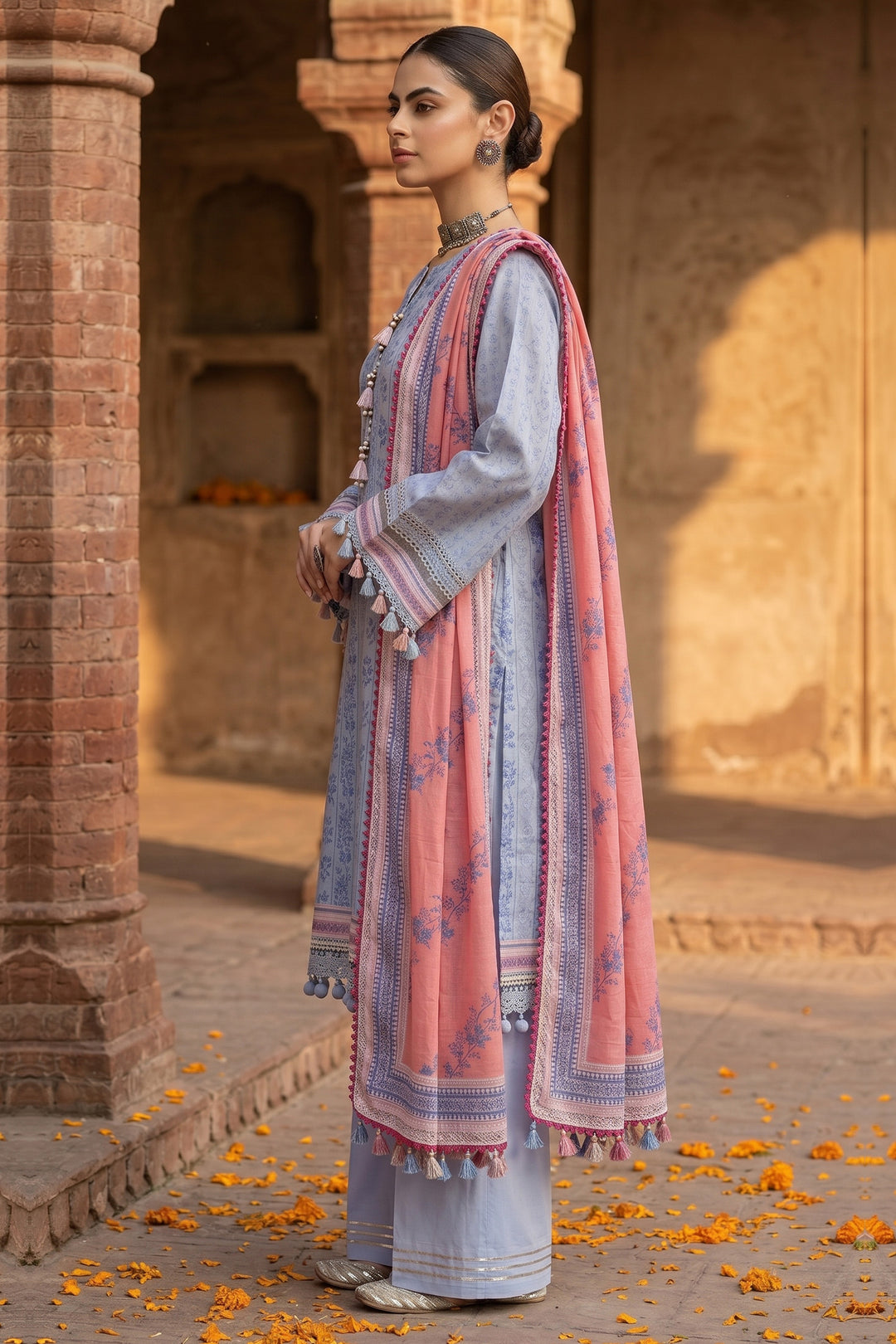 3 Piece Unstitched Purple Premium Lawn