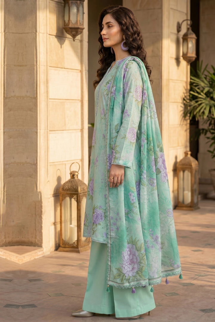 3 Piece Unstitched Teal Premium Lawn